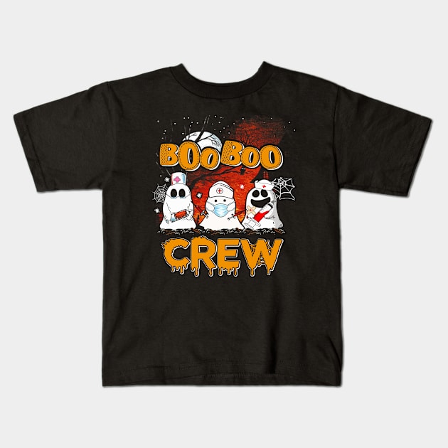 Boo Boo Crew Funny Nurse Halloween Ghost Costume Gift Kids T-Shirt by folidelarts